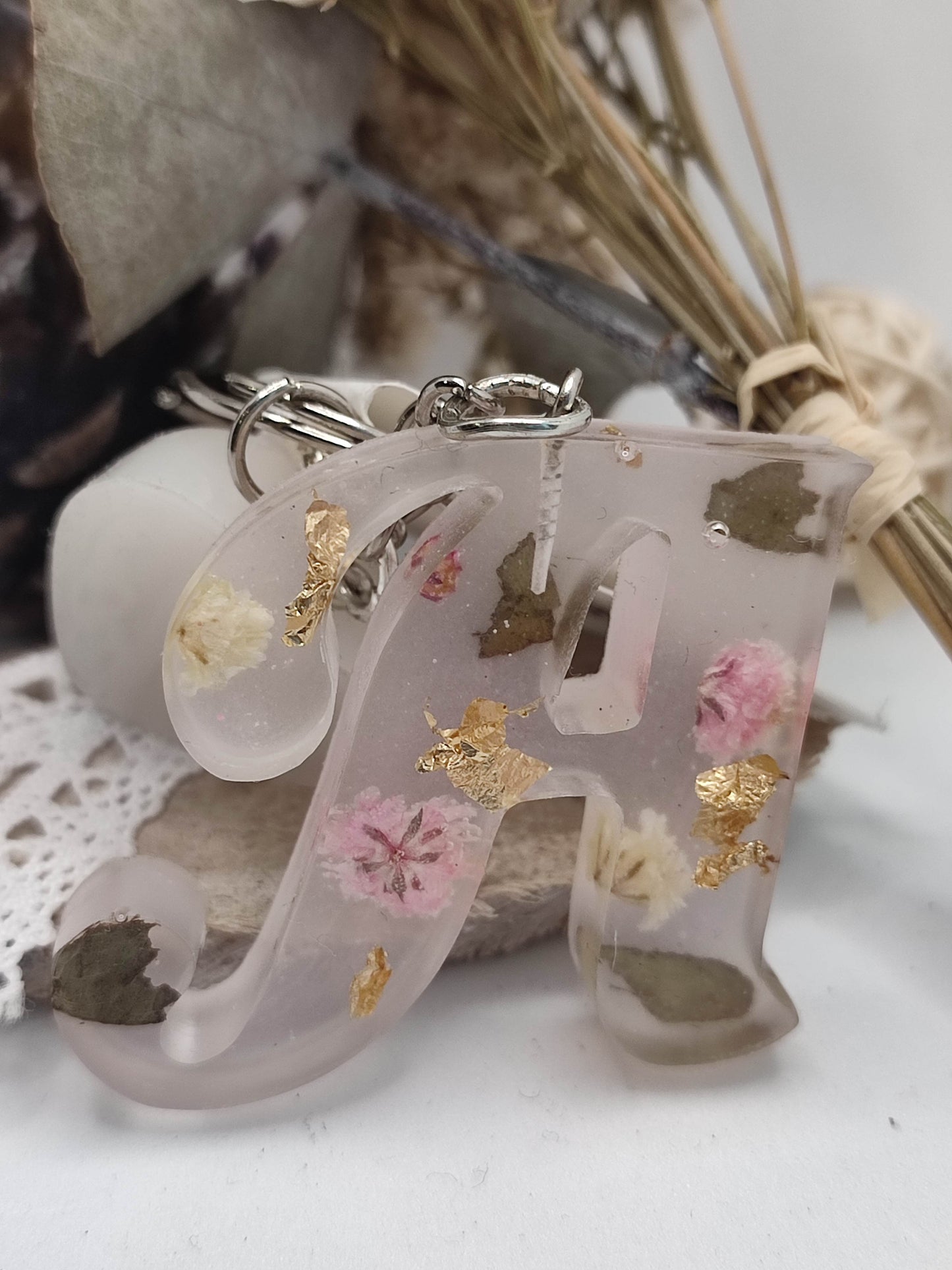 Porte clés en résine époxy "alphabet"