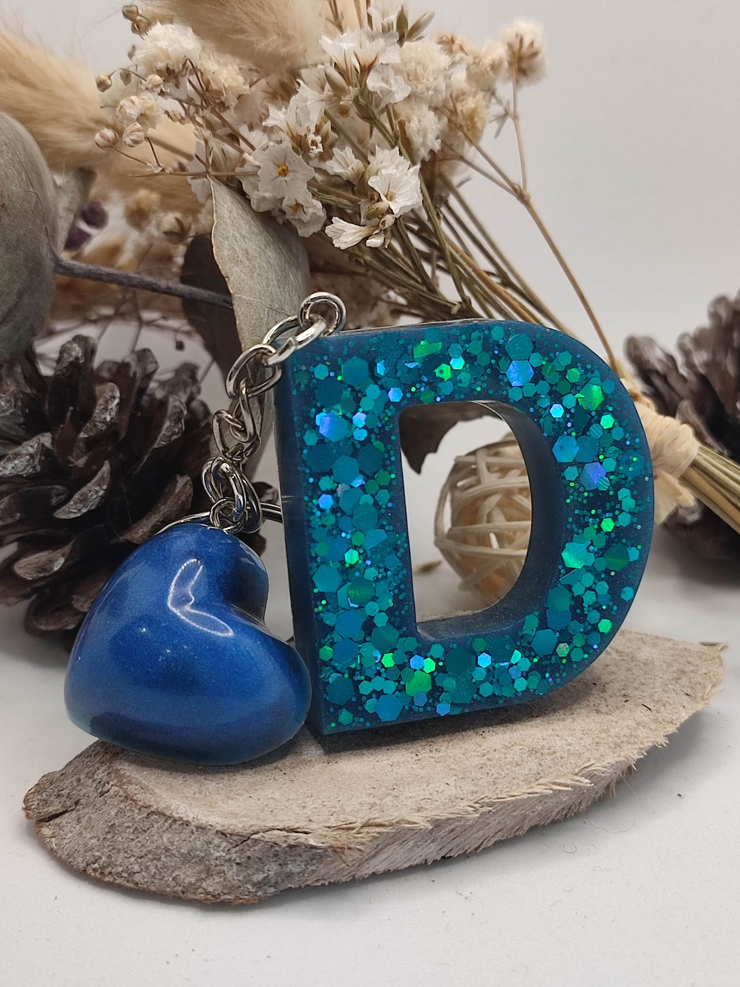 Porte clés en résine époxy "alphabet"