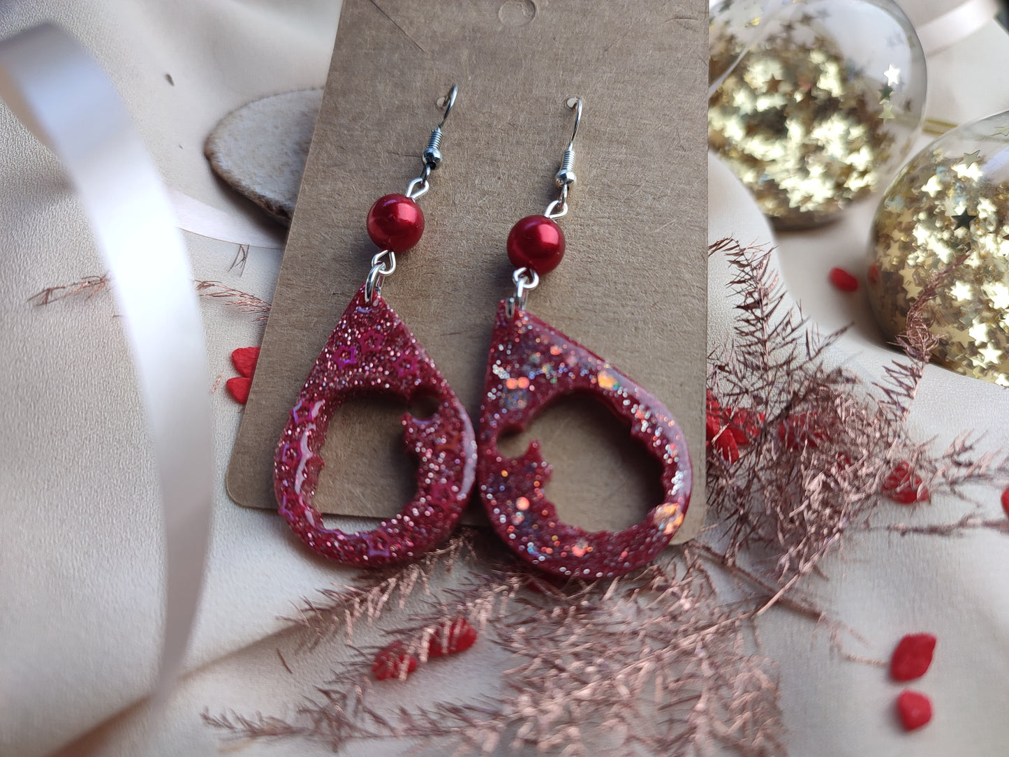 Boucles d'oreille père noël rouge