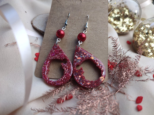 Boucles d'oreille père noël rouge