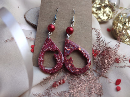 Boucles d'oreille père noël rouge