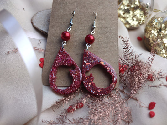 Boucles d'oreille père noël rouge