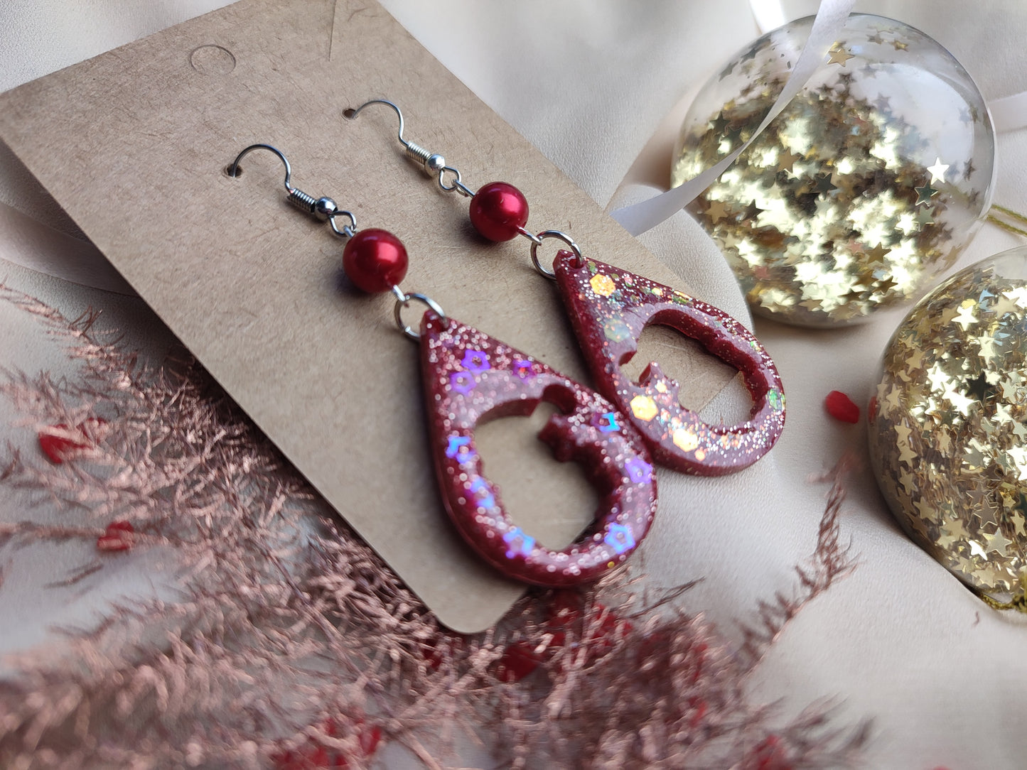 Boucles d'oreille père noël rouge
